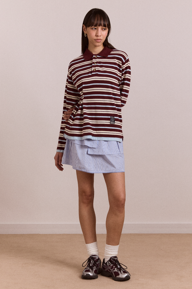 noah cinch layered rugby - choc stripe