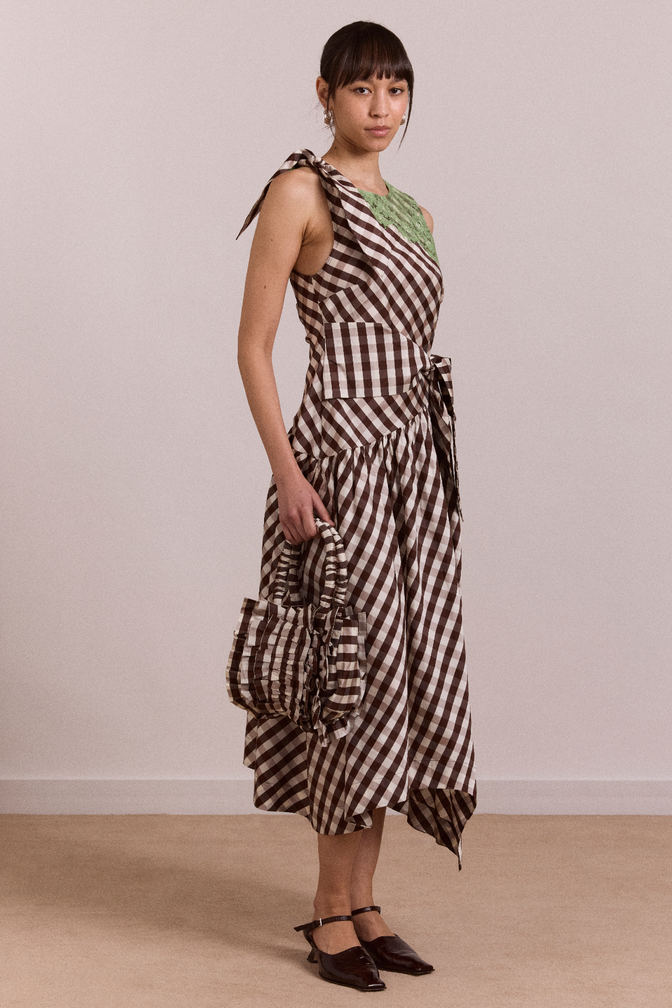 gisele midi dress - choc check