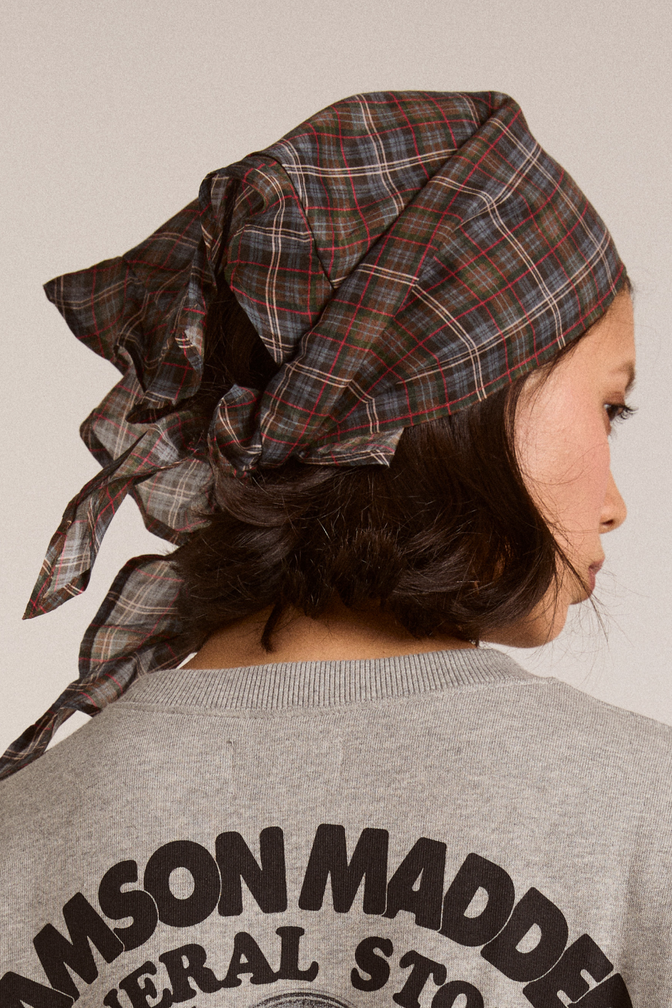 sheer head scarf multi check