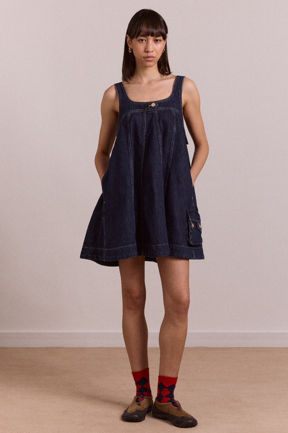 immy mini dress - dark wash