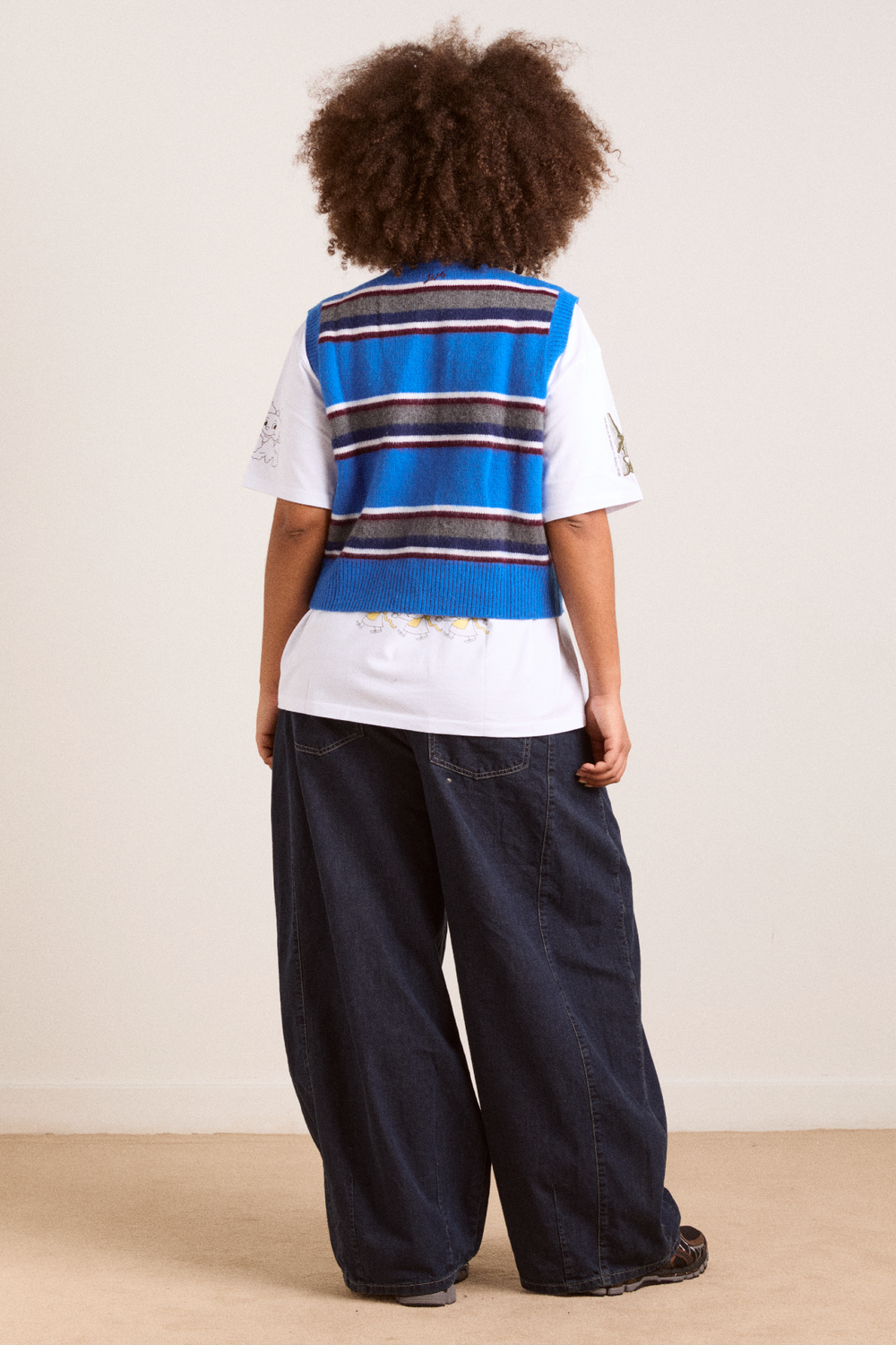 sofie merino wool vest - blue stripe