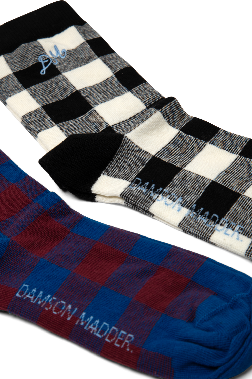 gingham calf length 2 pack socks - multi