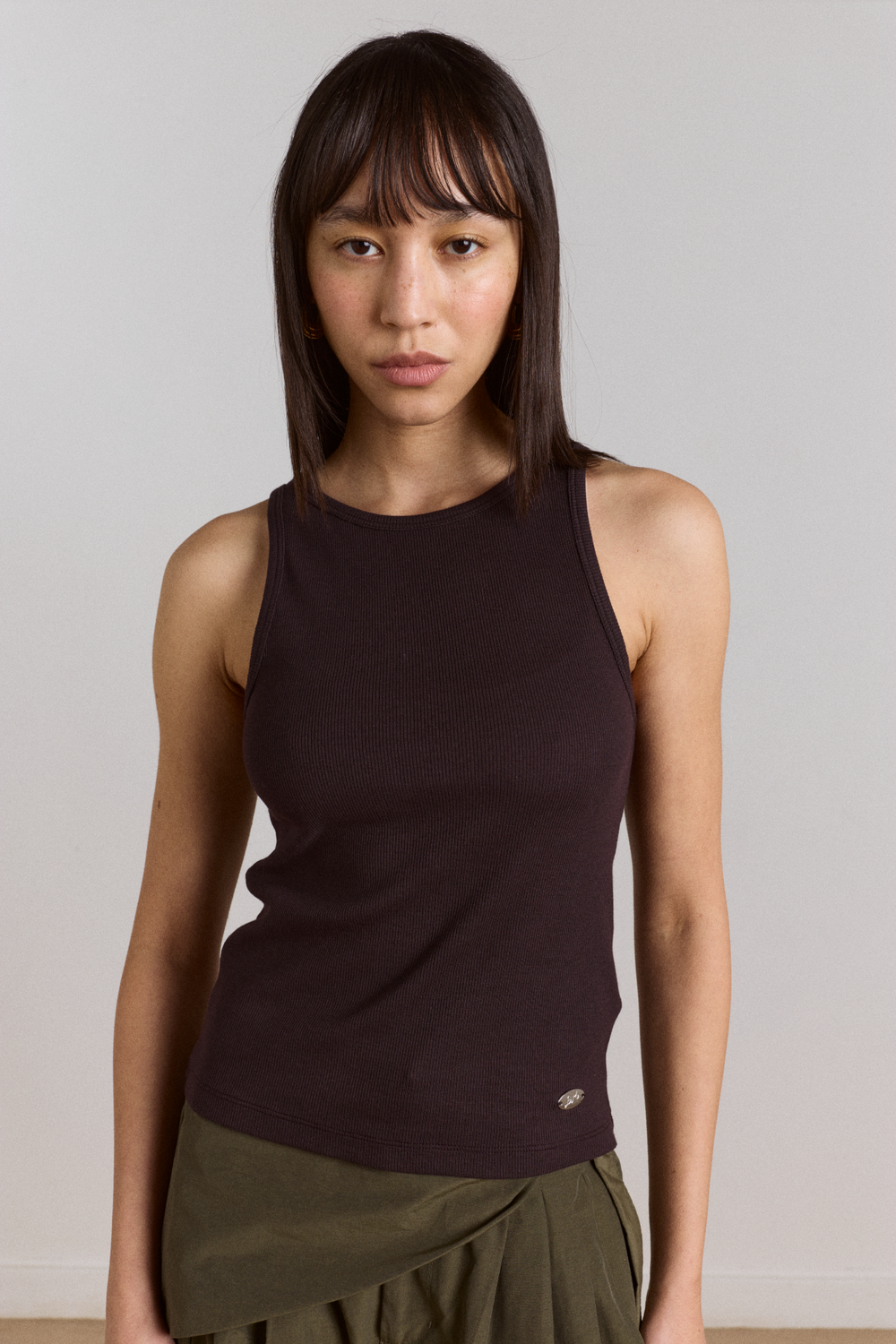 manon layered 2 in 1 top - choc/magenta