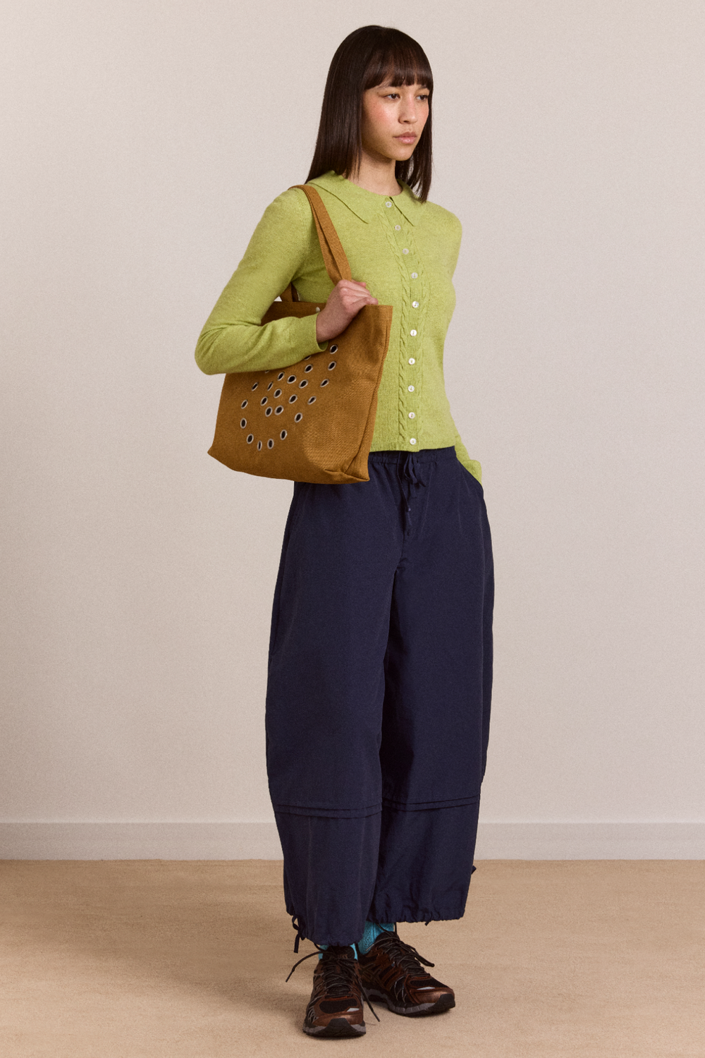 raine swirly eyelet tote bag - toffee