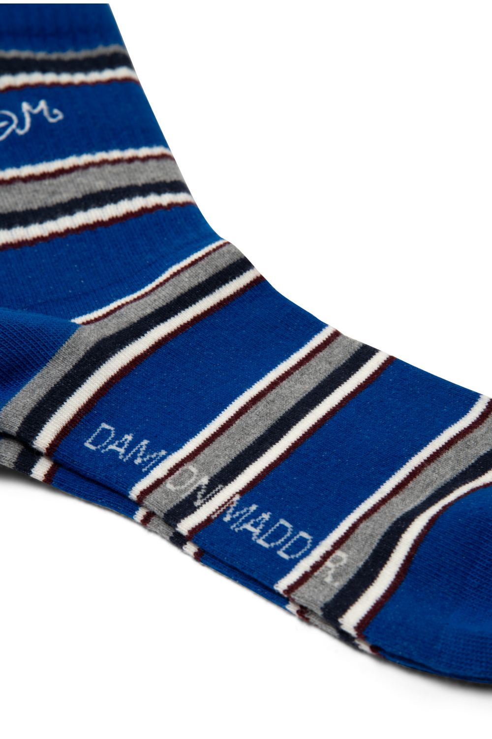 calf length socks - blue stripe