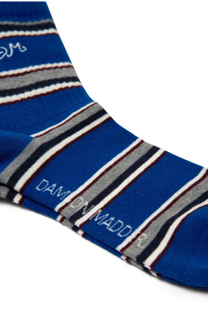 calf length socks - blue stripe