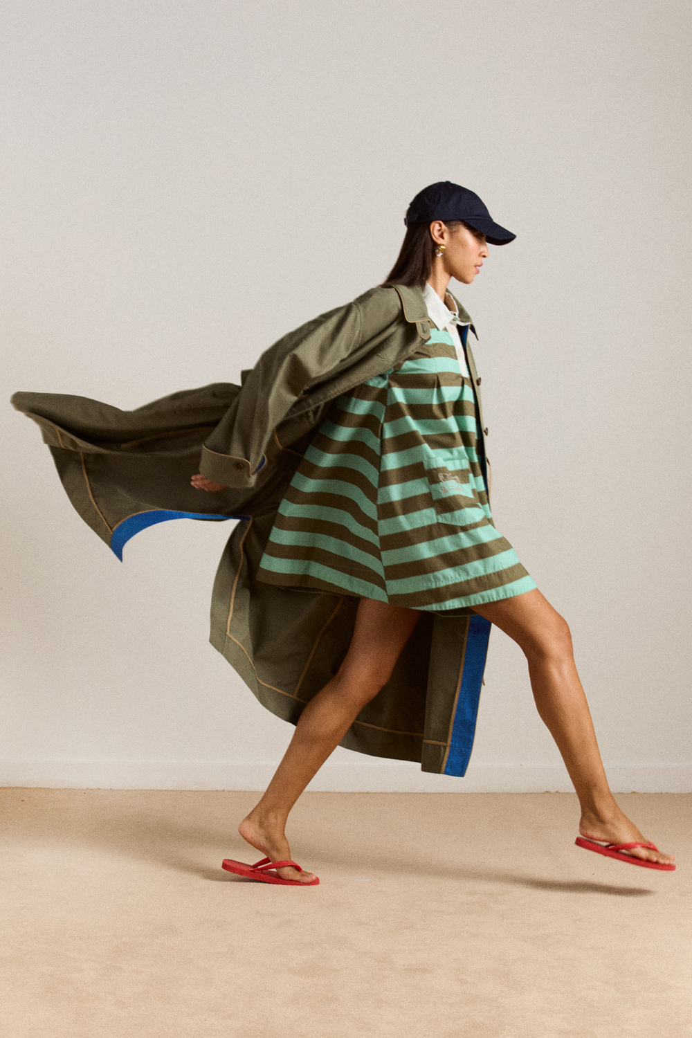 maggie mini polo dress - aqua olive stripe