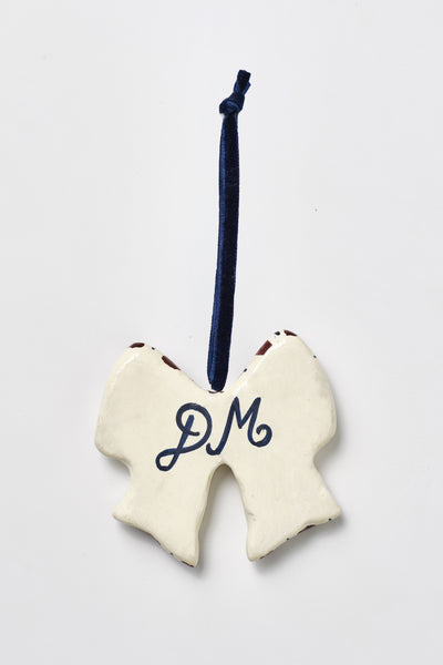 hand painted stripe bow paper-mache decoration