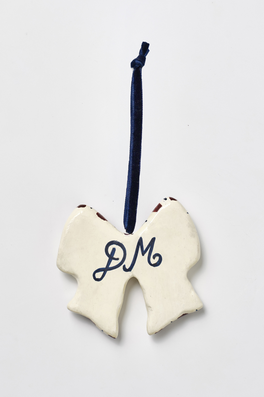 Hand Painted Stripe Bow Paper-Mache Decoration