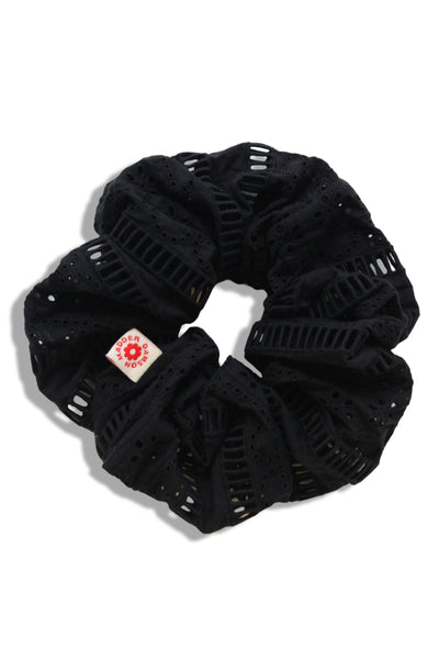 oversized broderie scrunchie in black