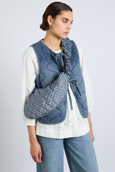 ruched kidney bag in gingham