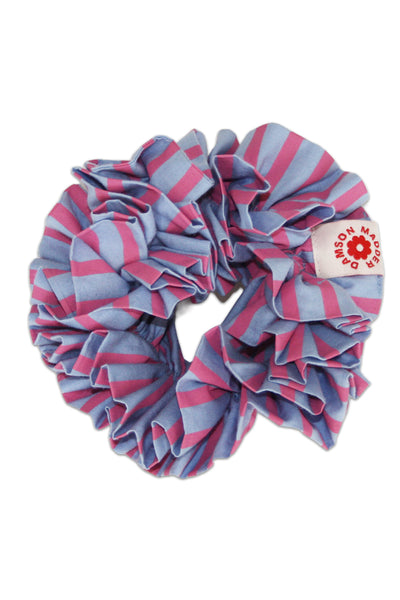 garter scrunchie - blue and pink stripe