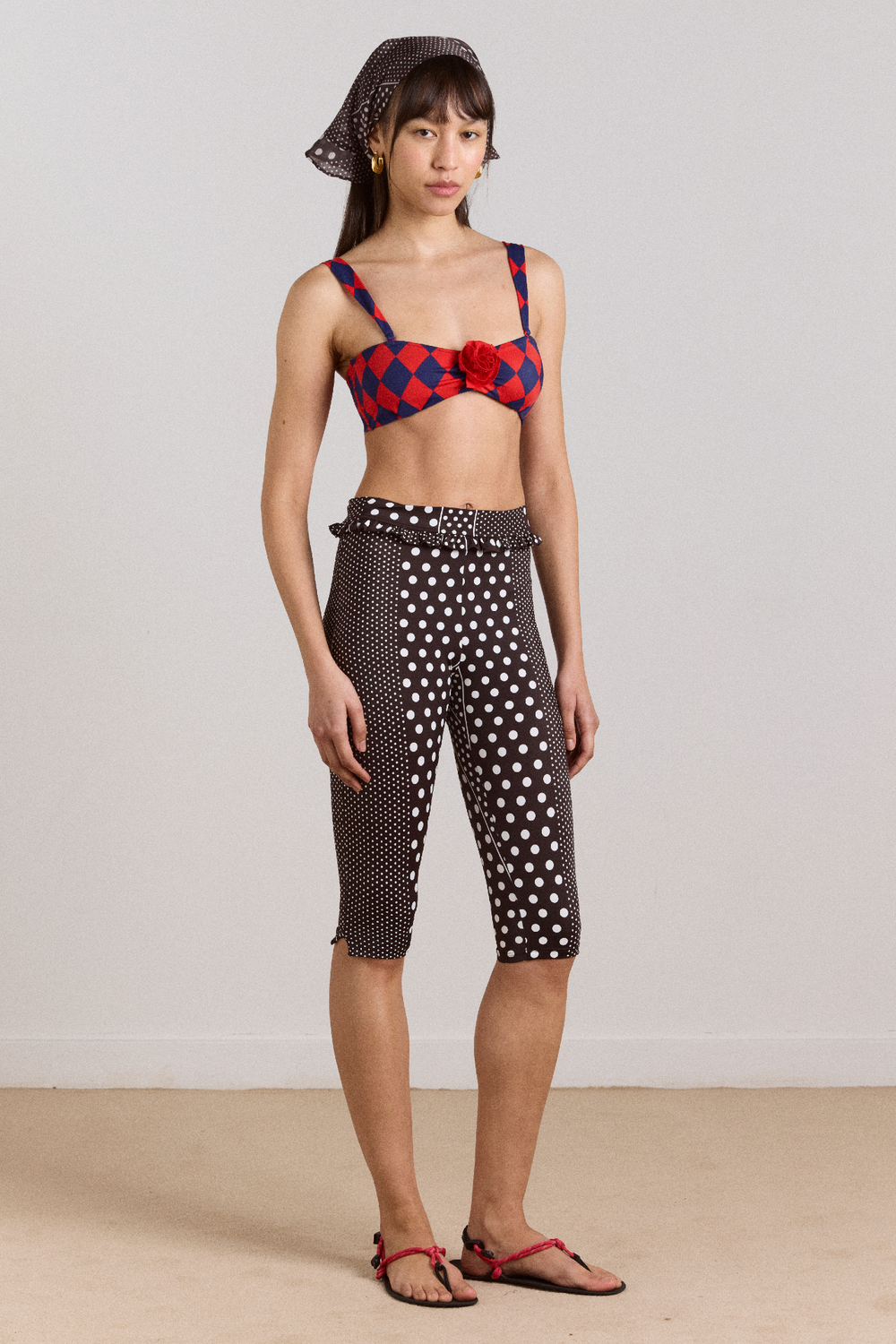 cove capri pant - spot stripe print