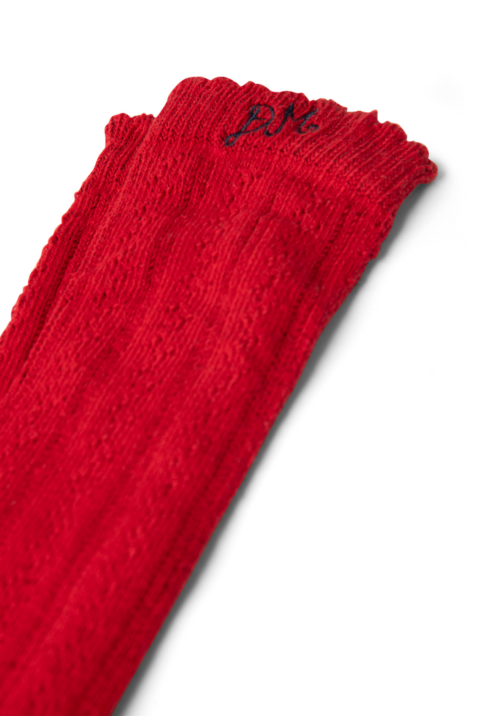 knee high pointelle socks - red