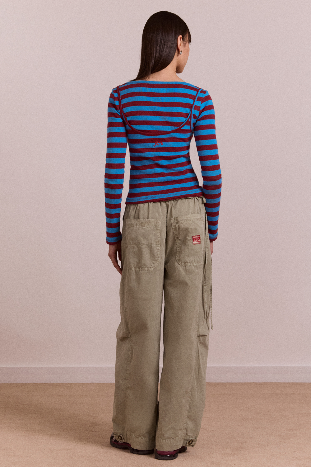 avielle double layer top - blue stripe