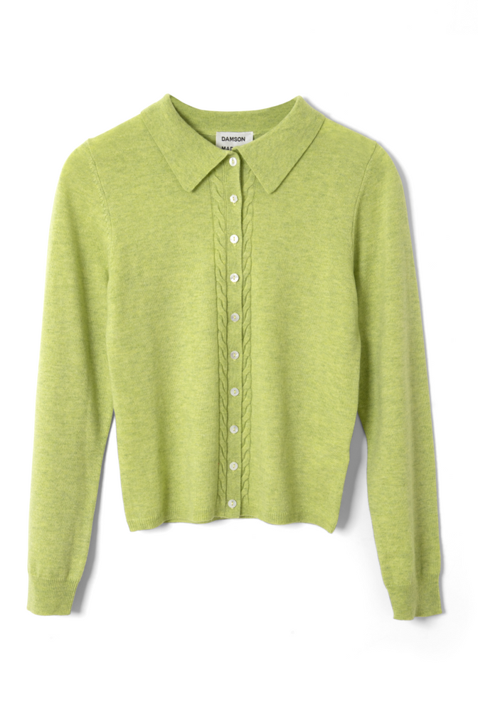 voula wool and cashmere blend cardigan - lime