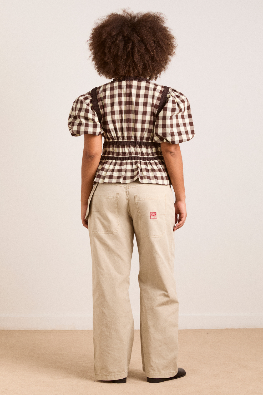 everly ruffle blouse - butter gingham