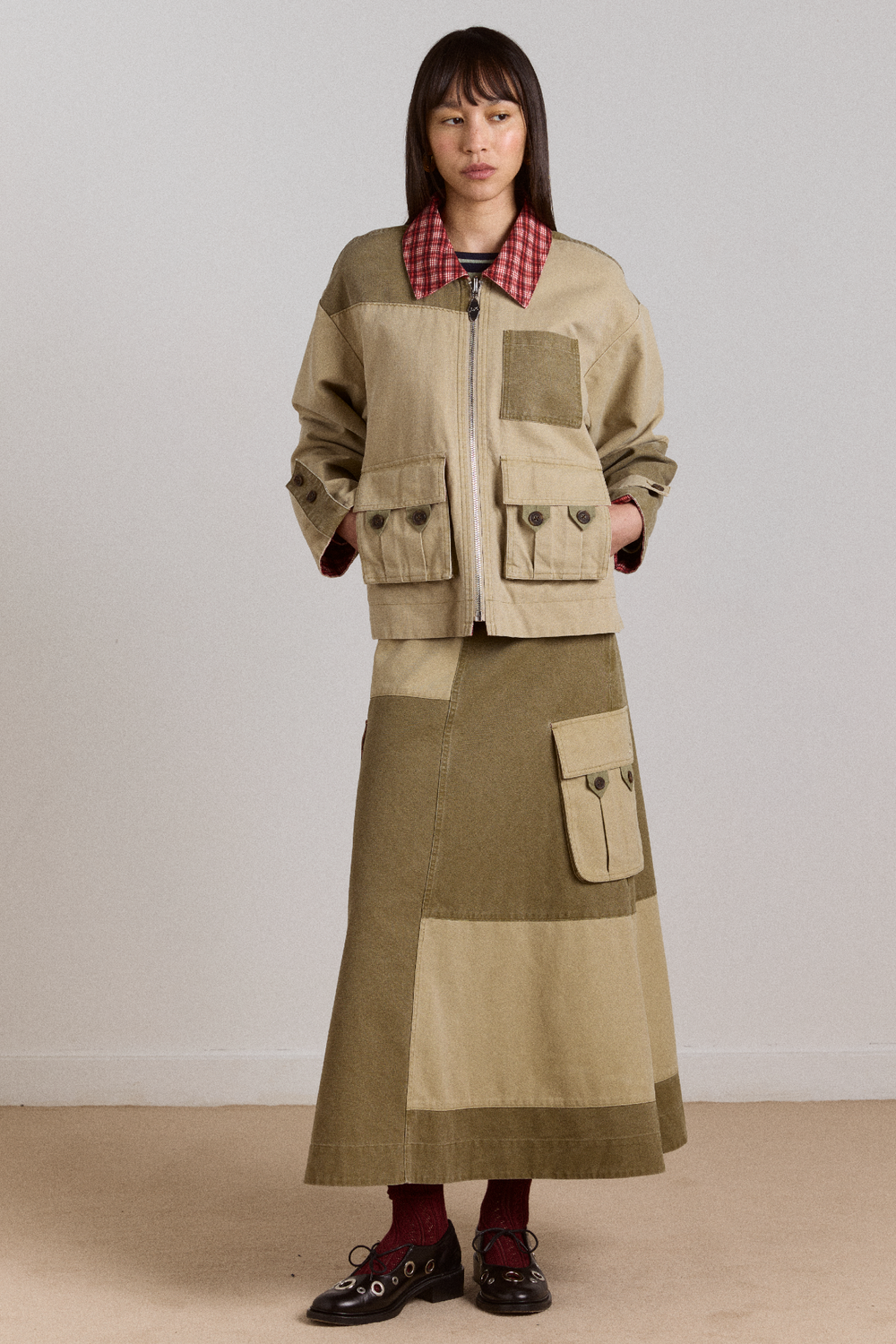 marcelle barn midi skirt - olive