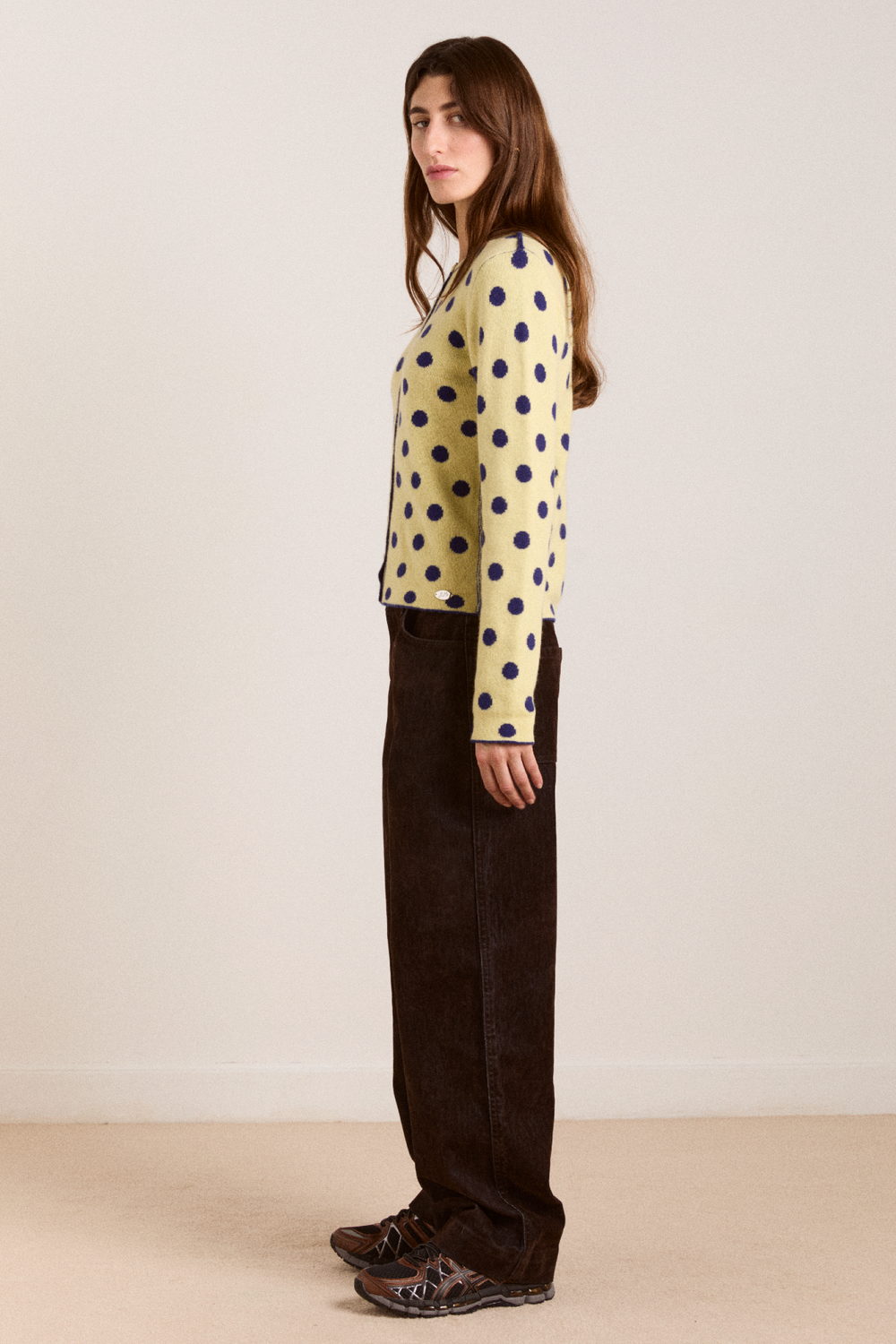 tabitha reversible merino wool cardigan -navy/butter