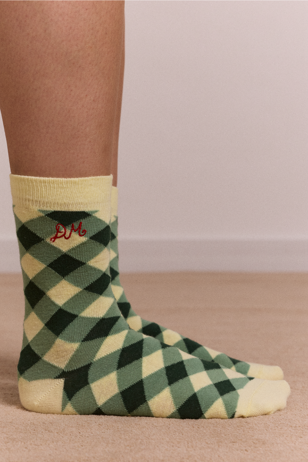 calf length 2 pack socks- gingham