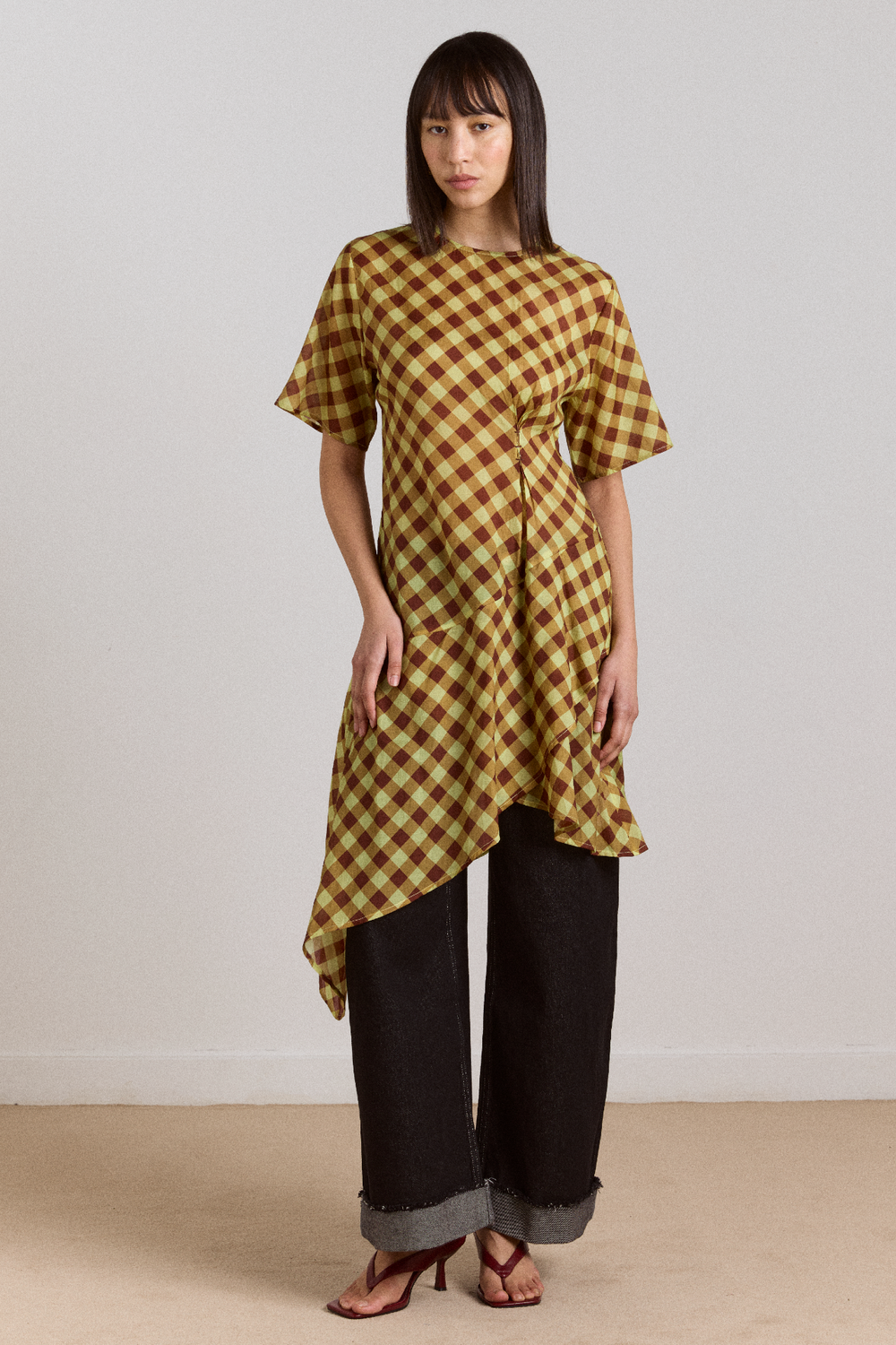 Damson Madder Harmony Midi Dress in Yellow,Rust Damson Madder Harmony Midi Dress in Yellow,Rust