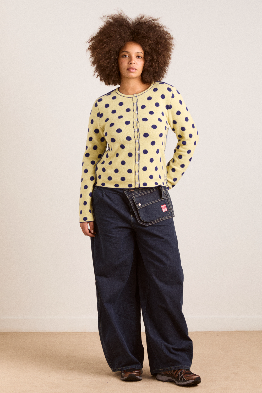 tabitha reversible merino wool cardigan -navy/butter