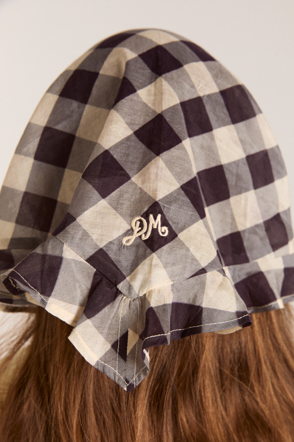 sheer triangle headscarf - butter gingham