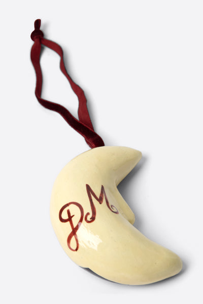 hand painted harlequin moon papier-mache decoration