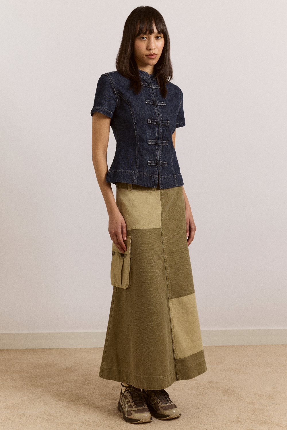 marcelle barn midi skirt - olive