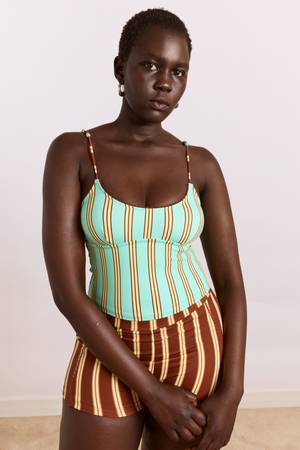 Trudi Tankini Top - Mint Stripe Print