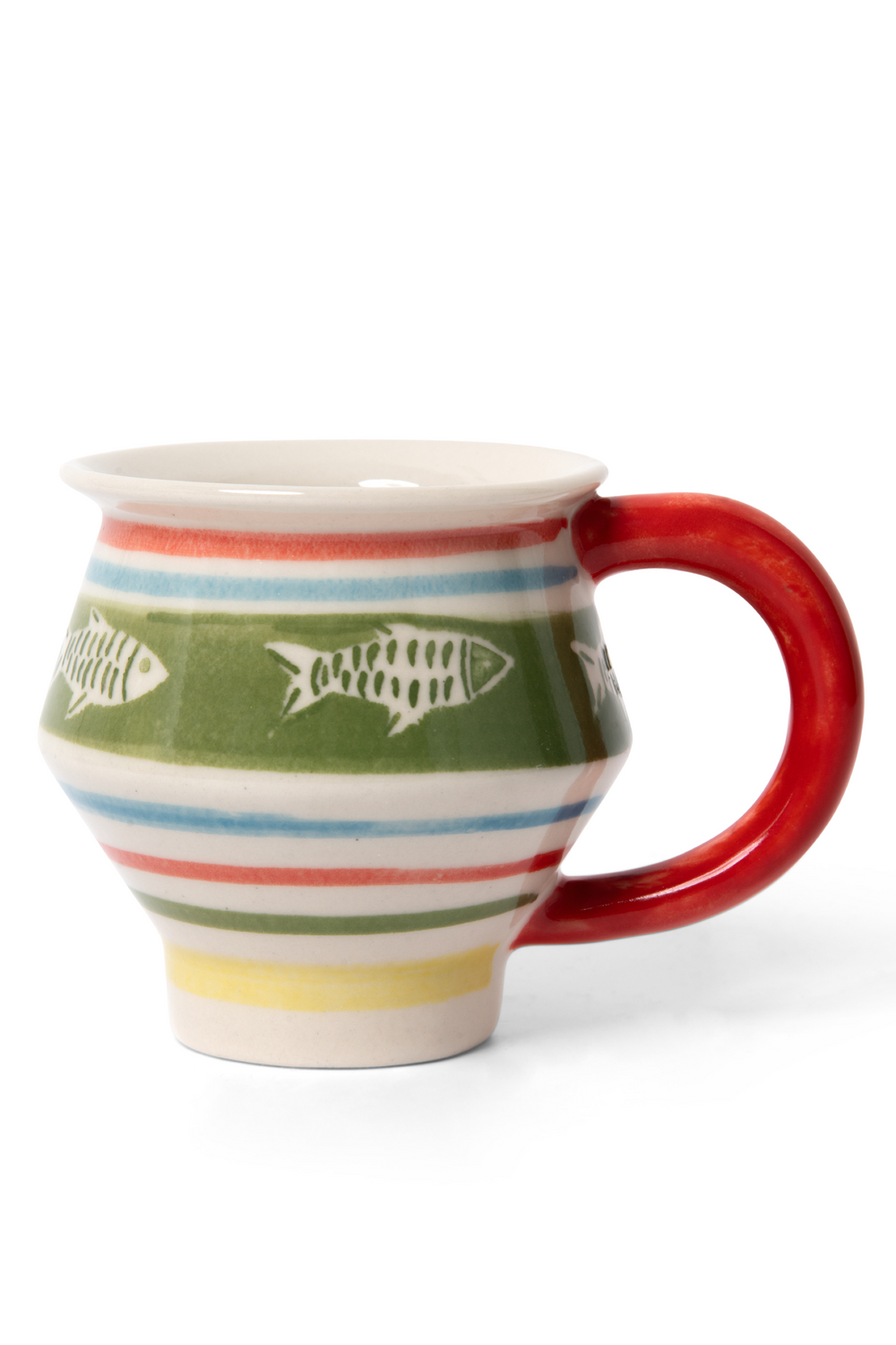 hand painted angular mug - fish stripes