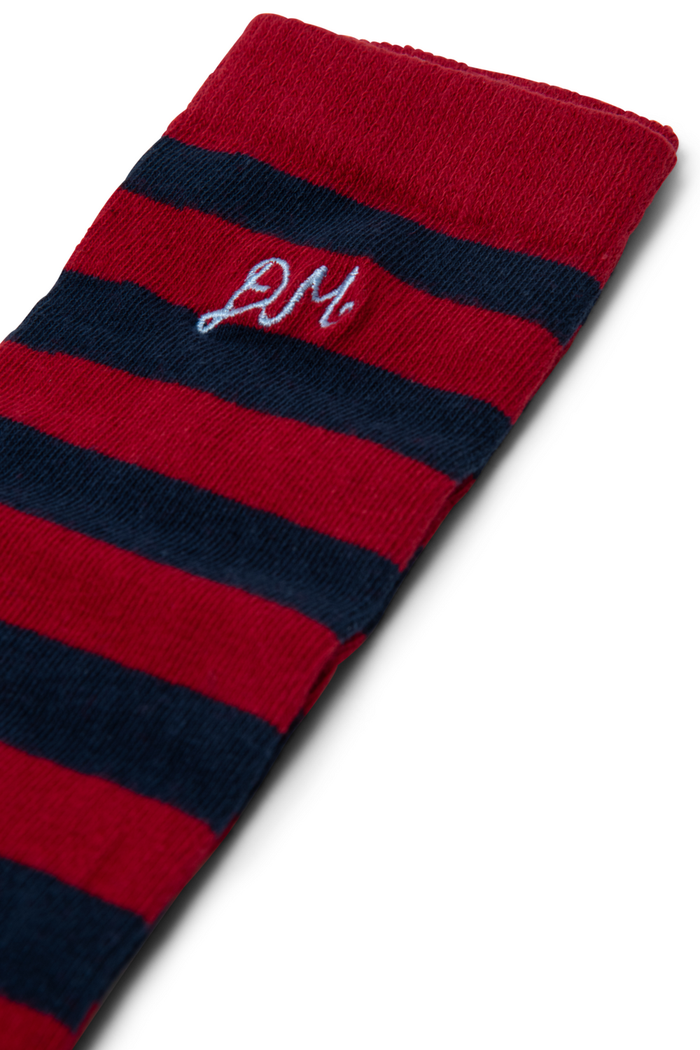 knee high socks in red & navy stripe