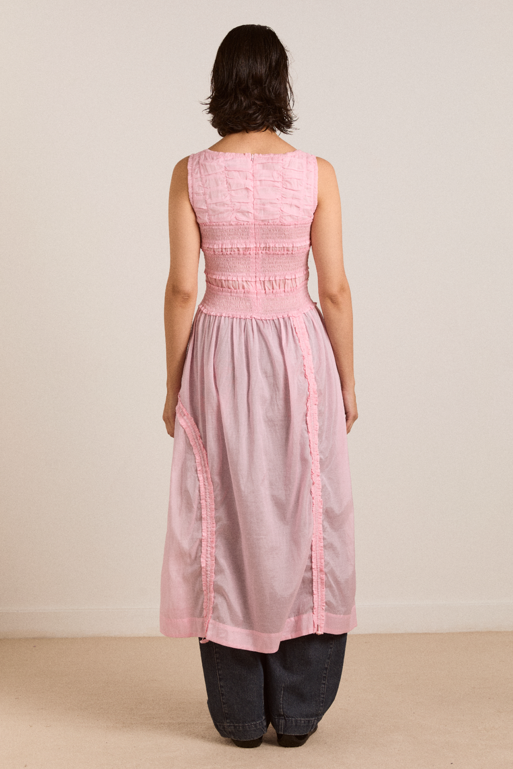 cynthia sheer midi dress - pale pink