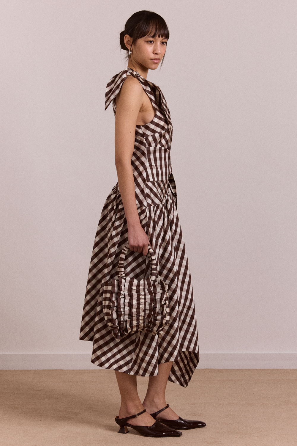 alani ruffle bag - choc & mint