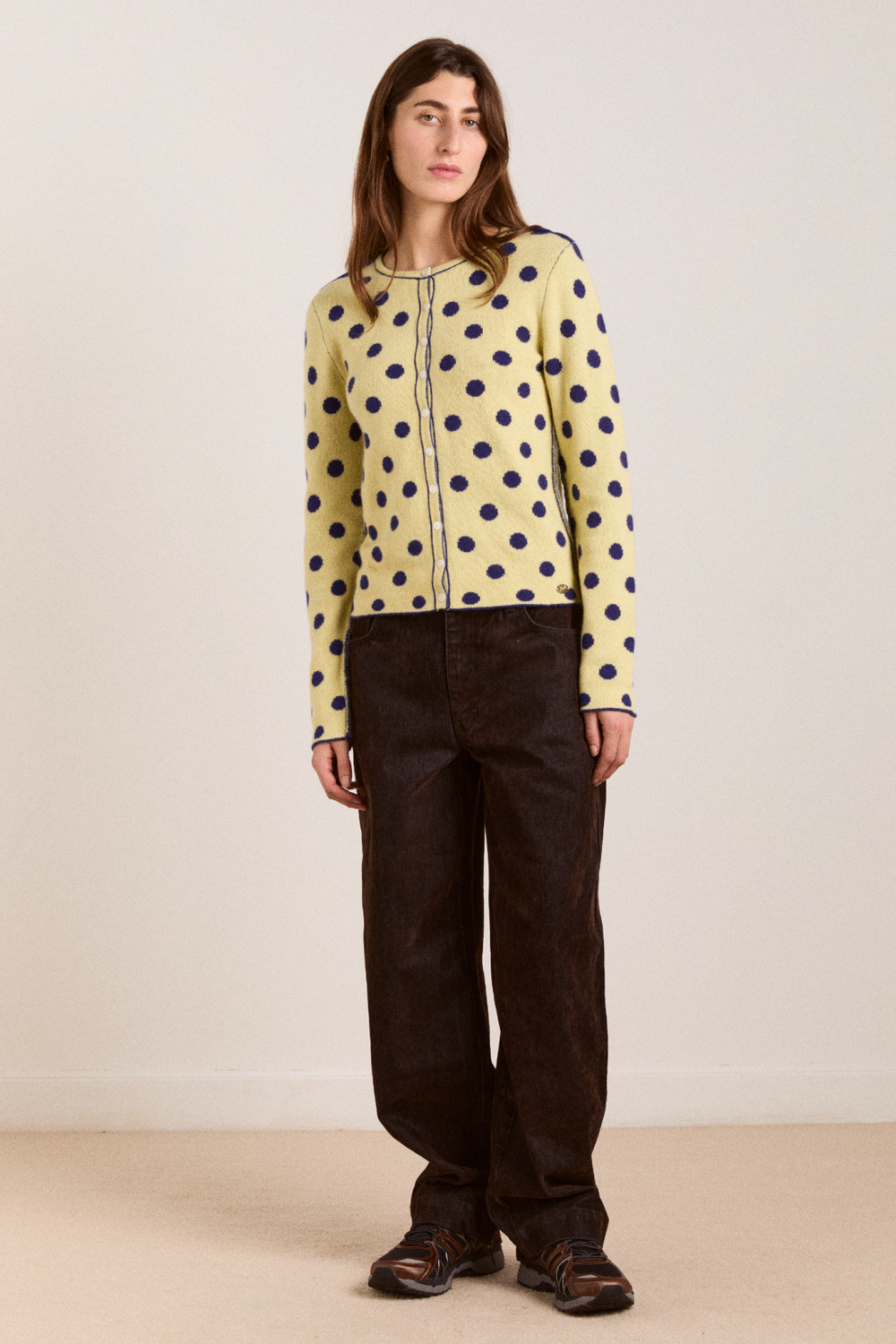 tabitha reversible merino wool cardigan -navy/butter