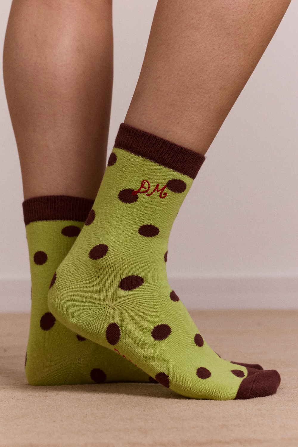 calf length 2 pack socks - choc & avocado