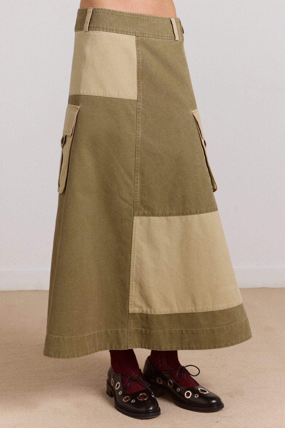 marcelle barn midi skirt - olive