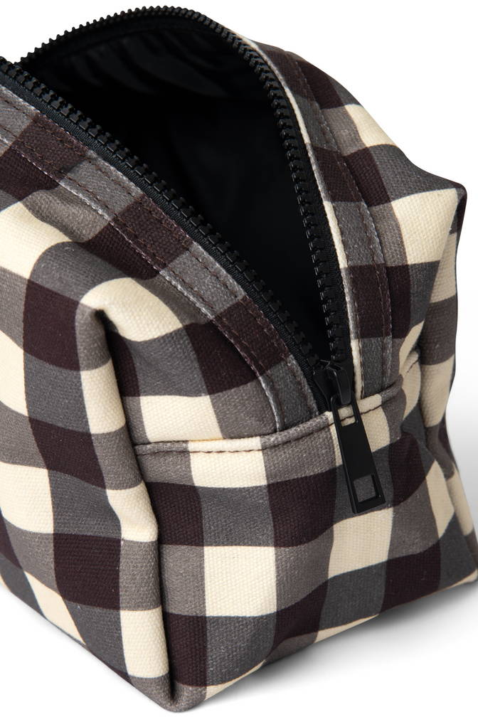 make up bag - butter gingham