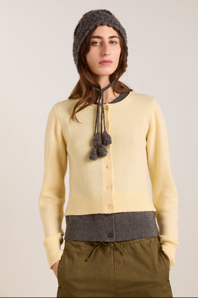 crochet bonnet - charcoal marl