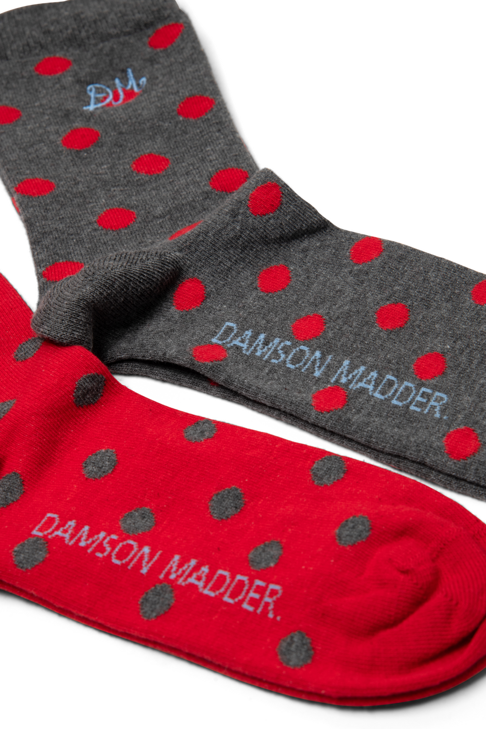 2 Pack Socks In Red & Charcoal Spot