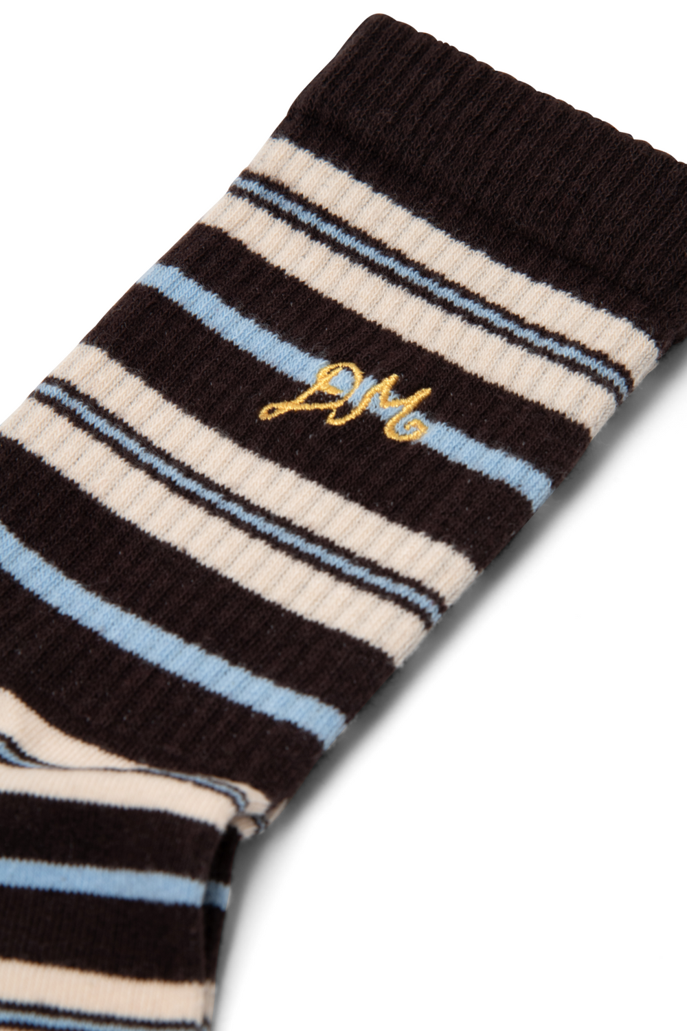 calf length socks in brown stripe