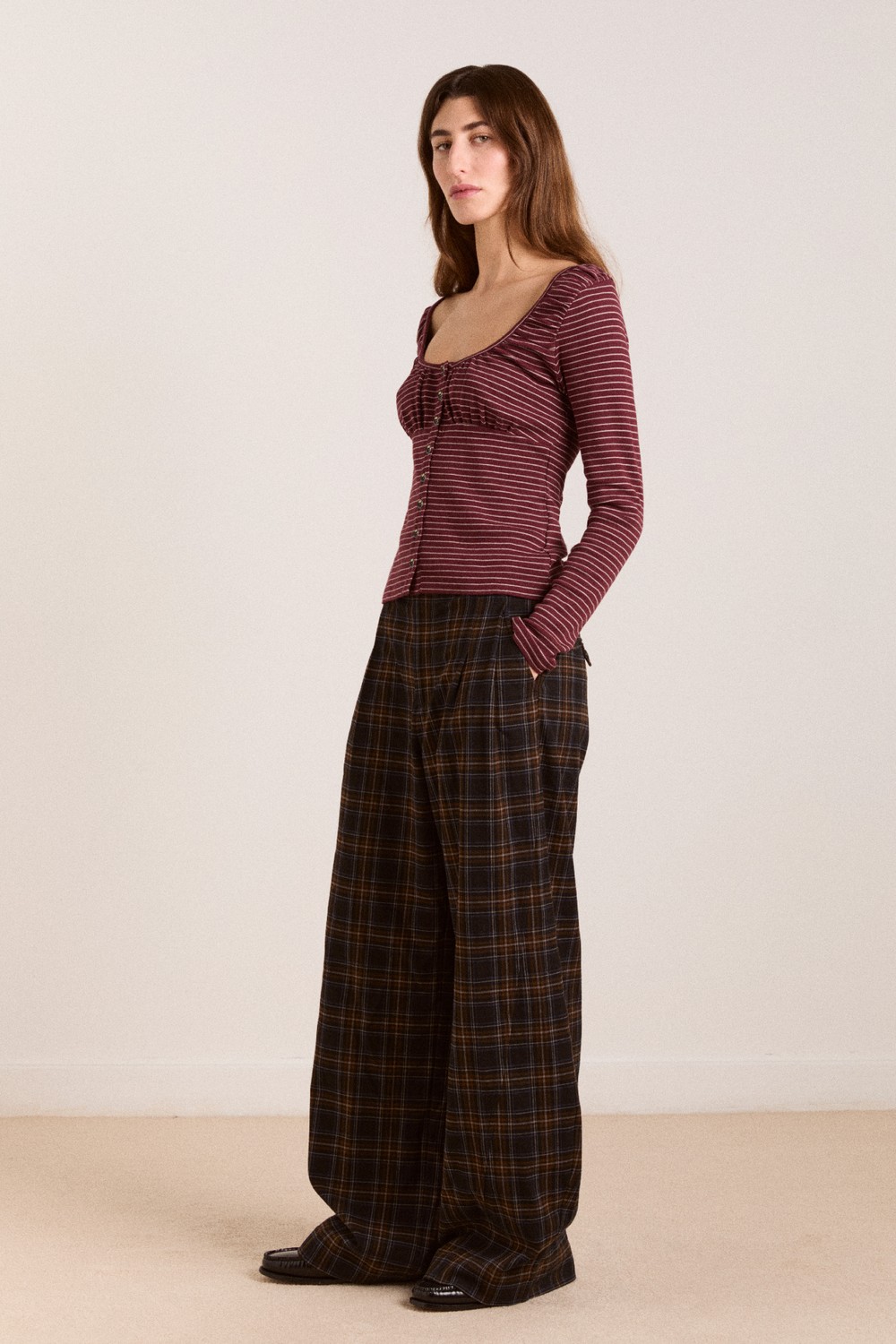 darma ls cardi - burg stripe