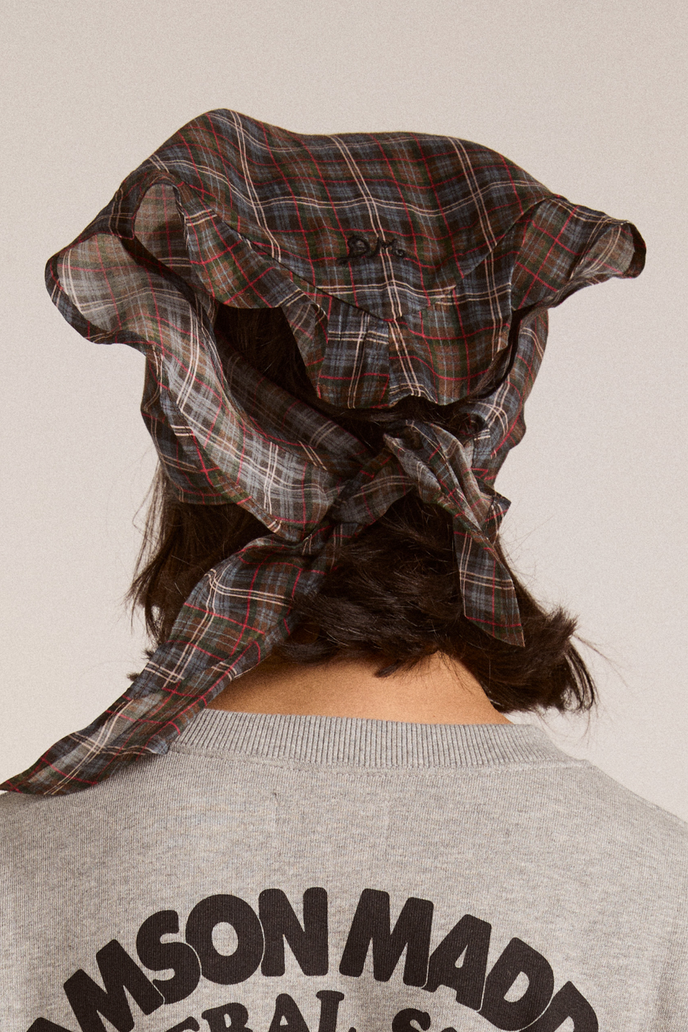 sheer head scarf multi check
