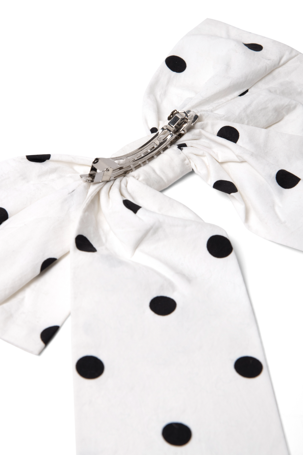 oversized bow clip - black & white spot