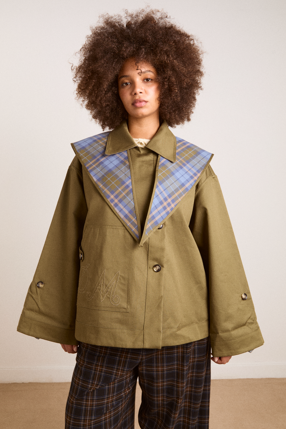 reversible jerry crop trench coat - olive