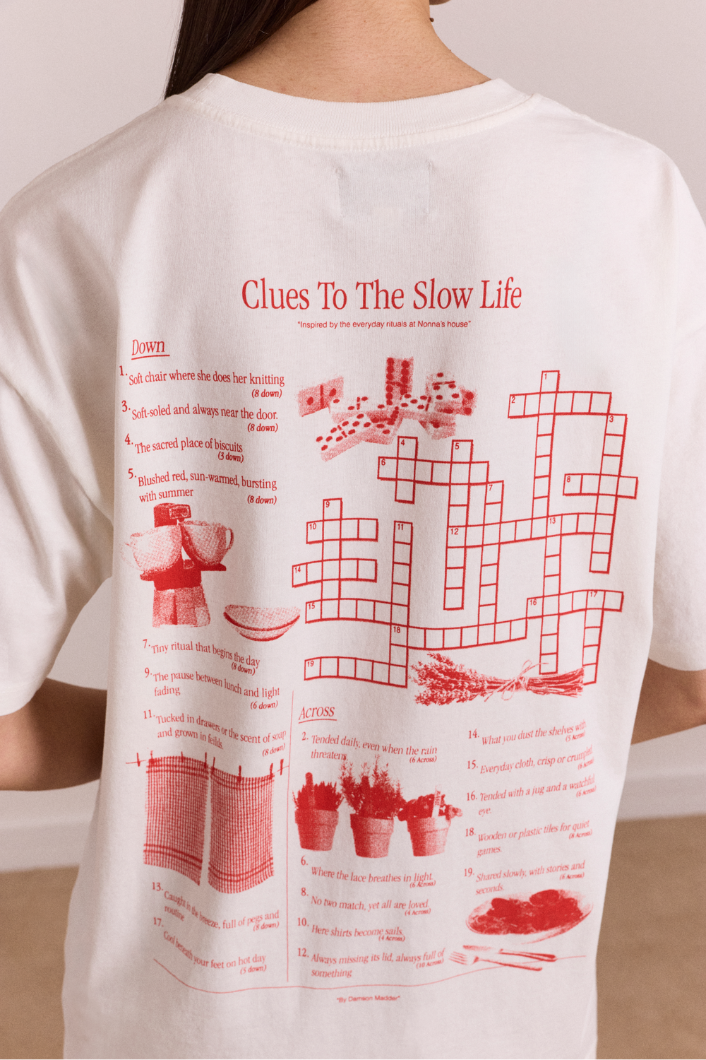 slow life crossword graphic tee - ecru