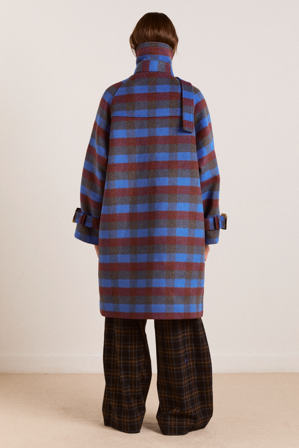 vivi wool coat - blue/brick