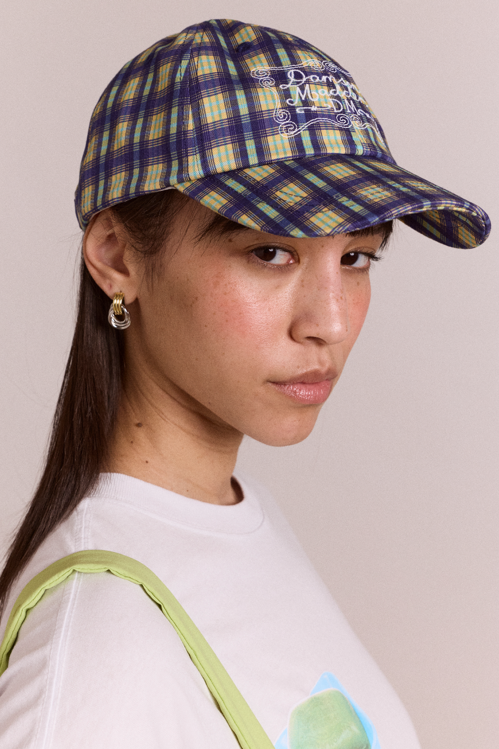 damson madder cap - tomboy check