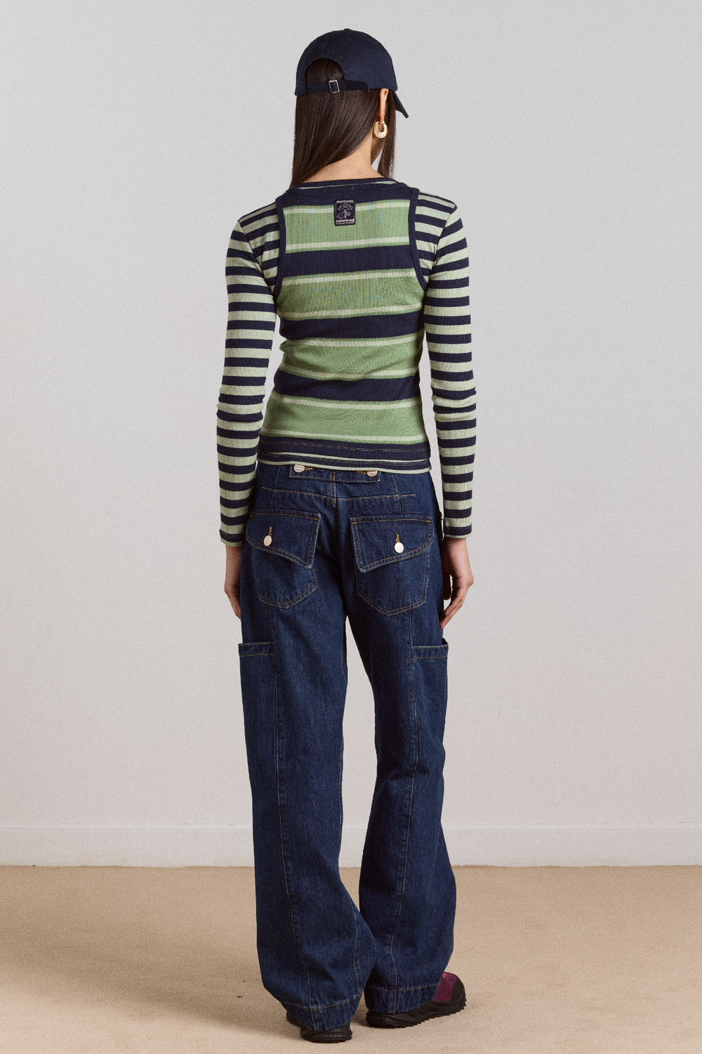 manon layered 2 in 1 top - green stripe