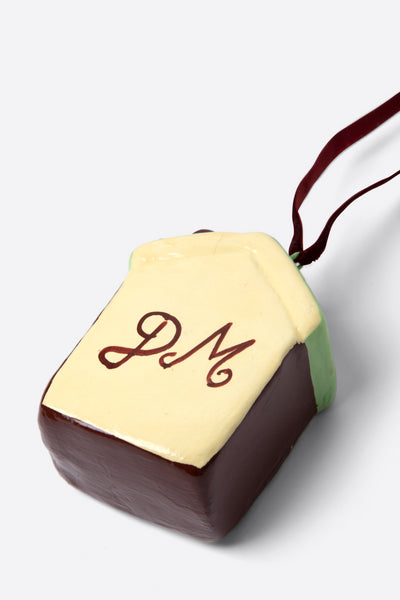 hand painted patchwork house papier-mache decoration